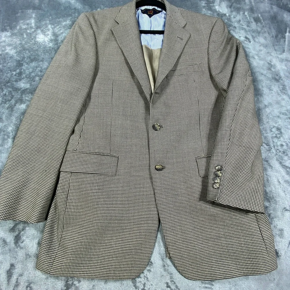 Vintage‎ Tommy Hilfiger Blazer Mens 38R Houndstooth Wool Sport Coat Jacket USA